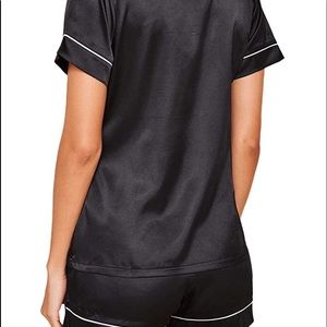 Women's Button Down Satin 2 Piece Pajama Set.